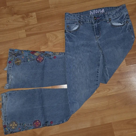Girls Sz 12R Total Girl Embroidered Boho Stretch Jeans - Picture 1 of 6